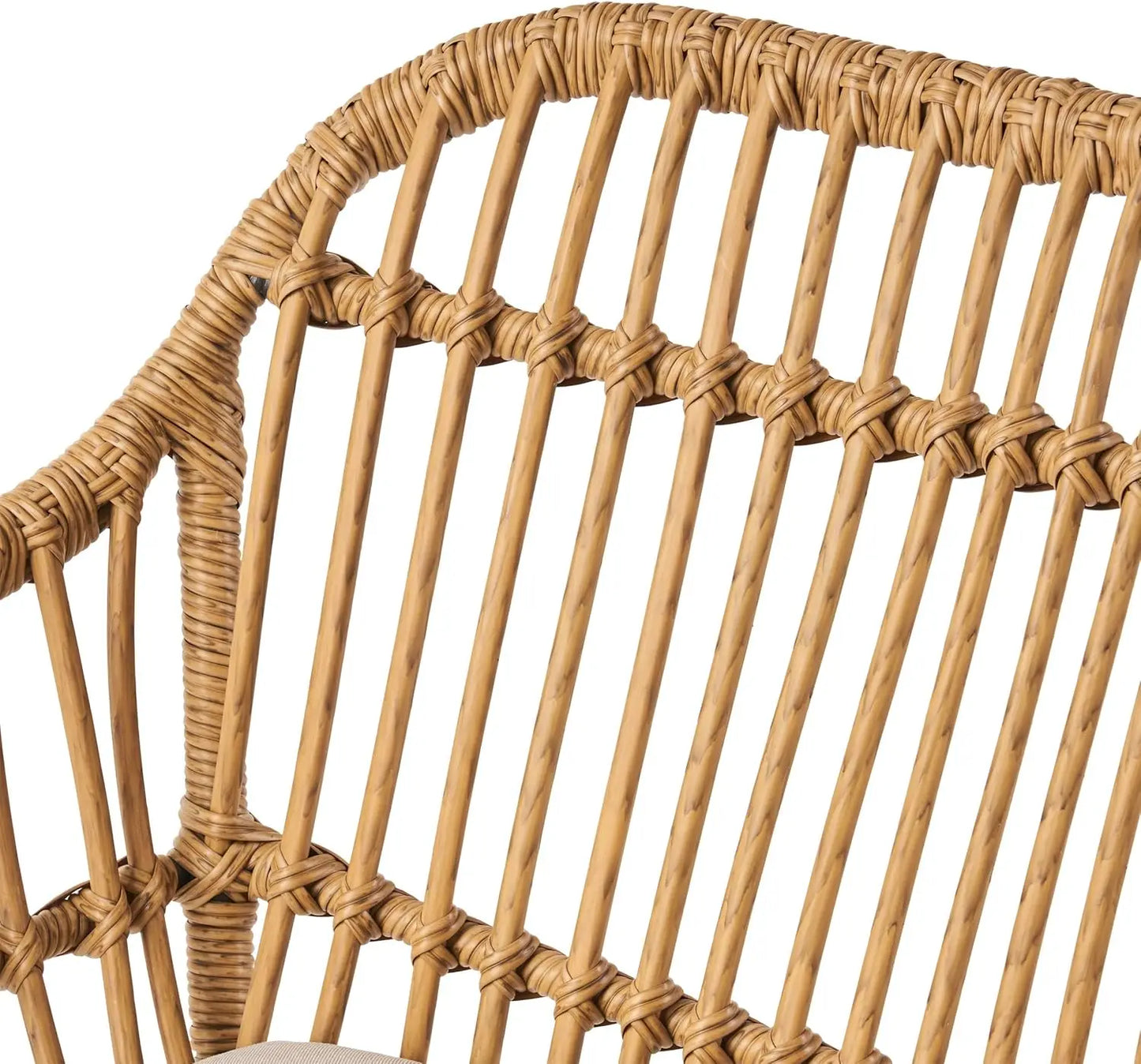 2 Indoor Woven Faux Rattan Chairs with Cushions