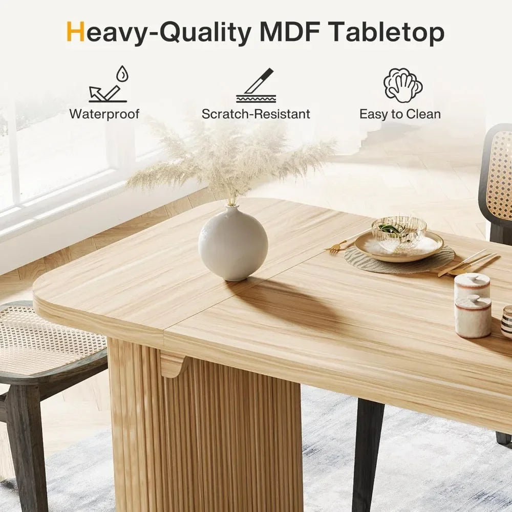 62" Modern Farmhouse Kitchen Dining Table for 4-6 People