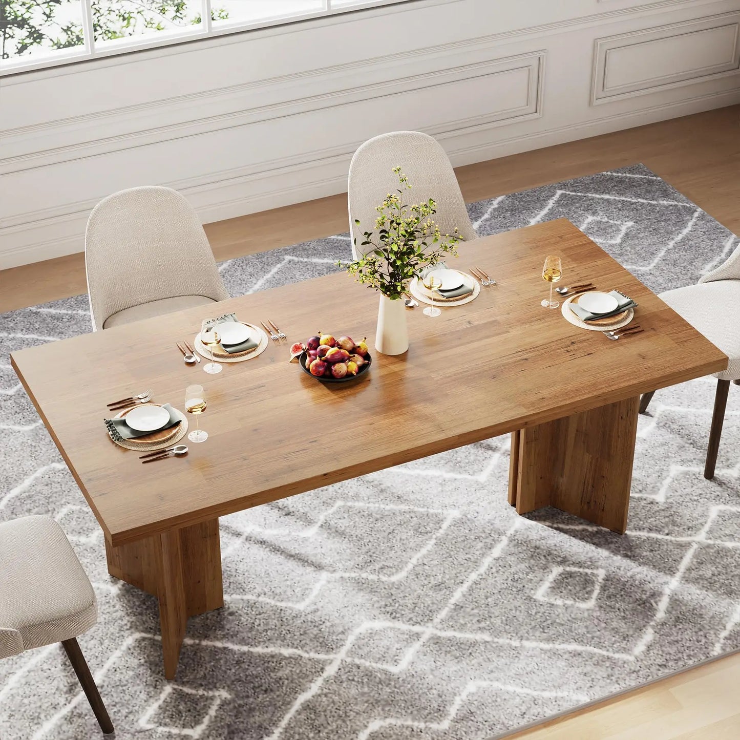 63" Rectangular Farmhouse Dining Table for 4-6