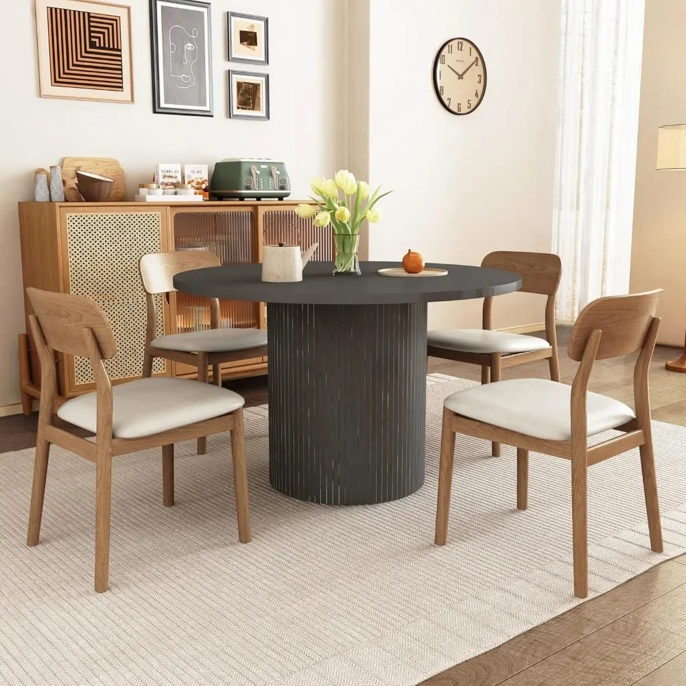 47" Round Modern Farmhouse Dining Table for 4