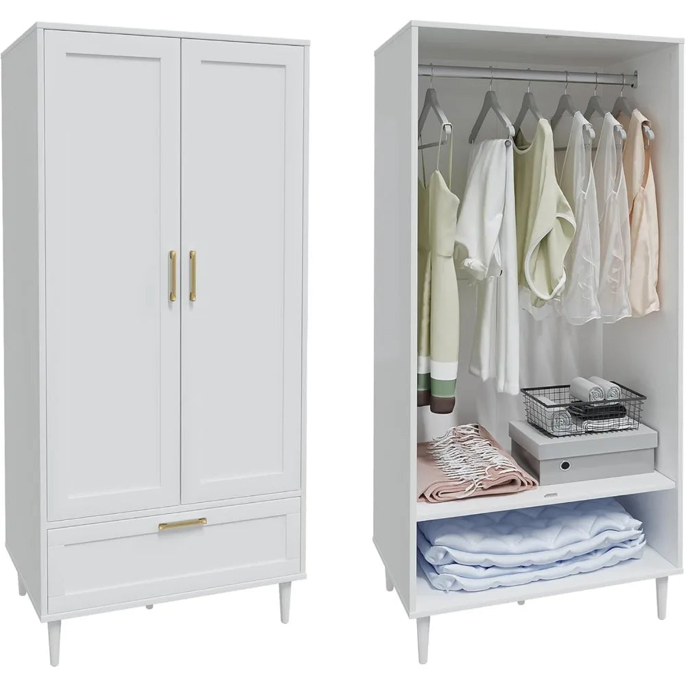 60" Wardrobe Closet with Hanging Rod