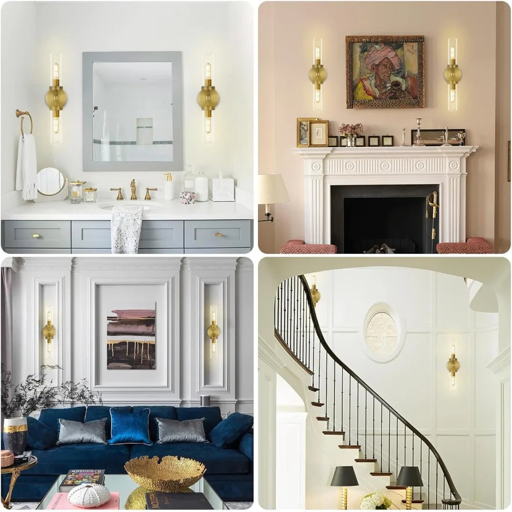 21” Gold Bathroom Wall Sconces Set of Two