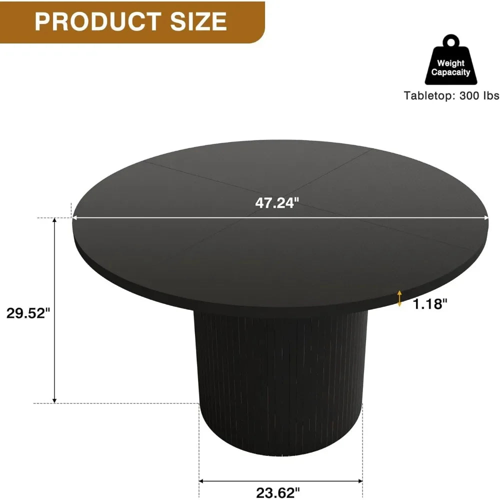 47" Round Modern Farmhouse Dining Table for 4