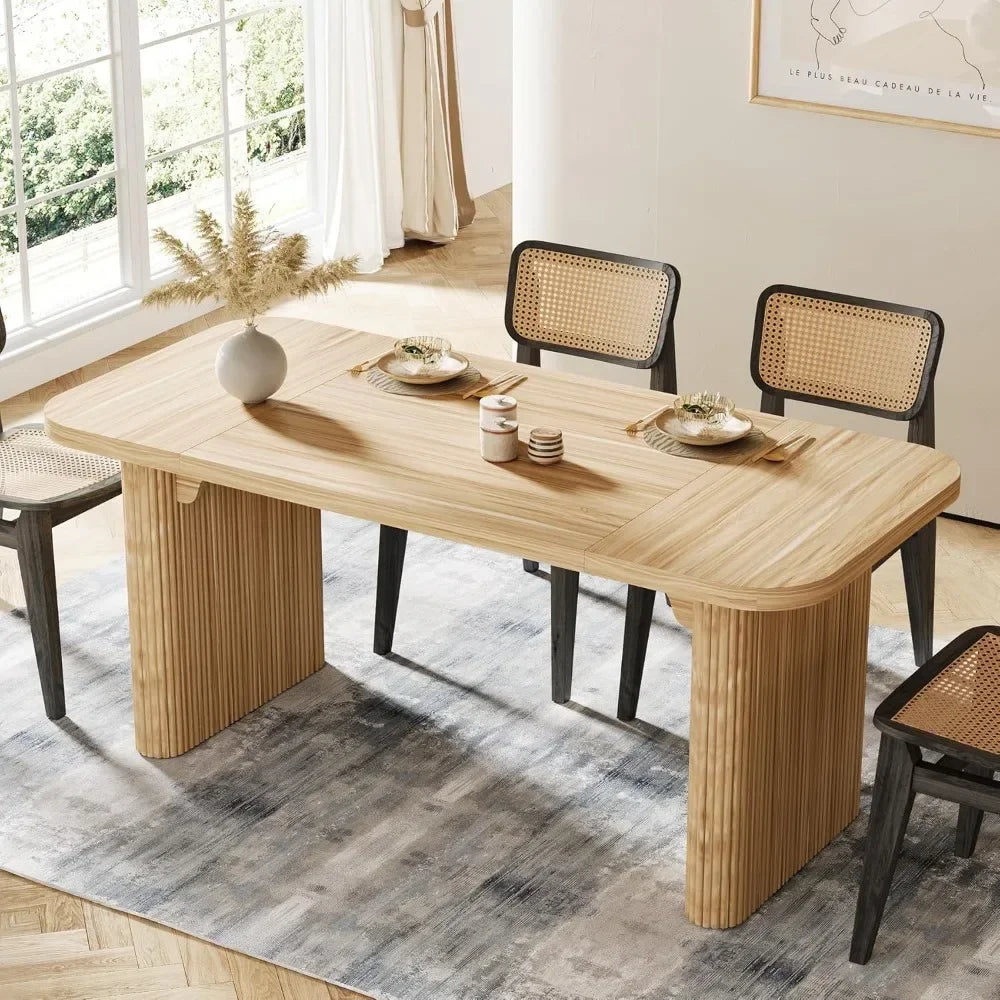 62" Modern Farmhouse Kitchen Dining Table for 4-6 People