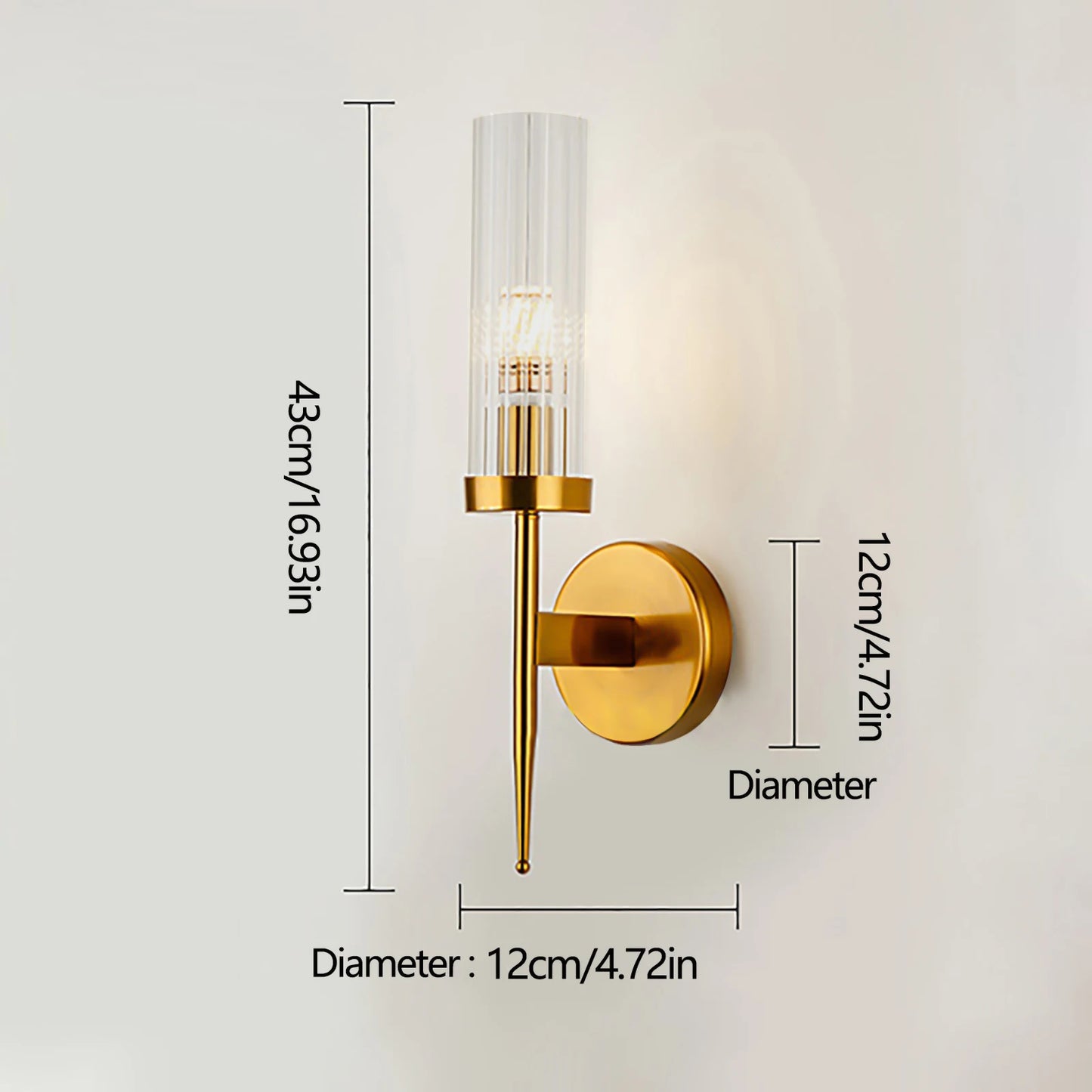 Elegant Golden Wall Sconce with Glass Shade