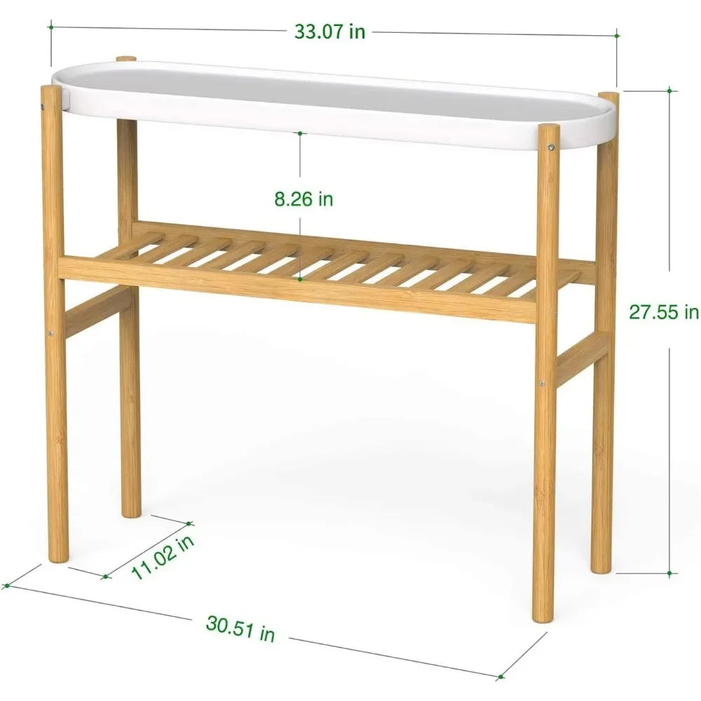 2-Tier Indoor Bamboo Plant Stand