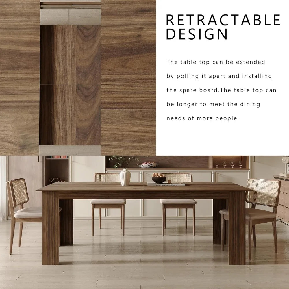 Expandable Wooden Dining Table for 6-8 People