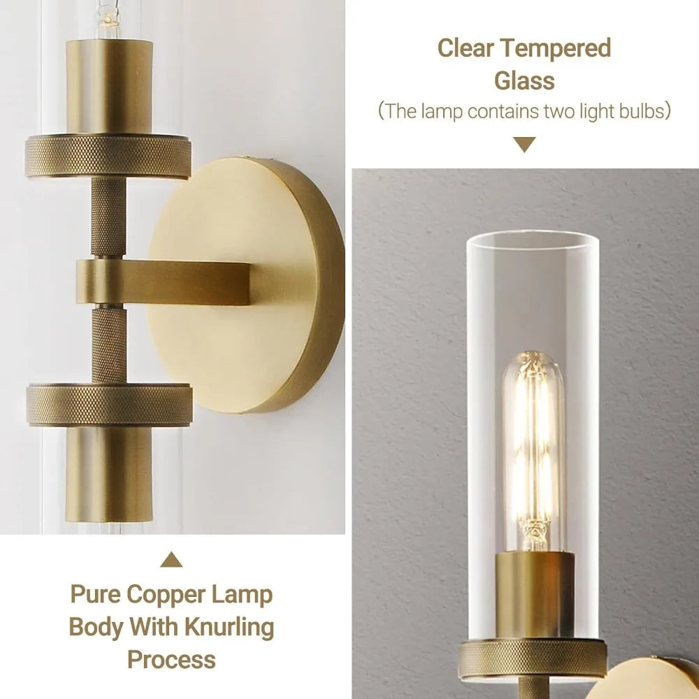 21” Gold Bathroom Wall Sconces Set of Two