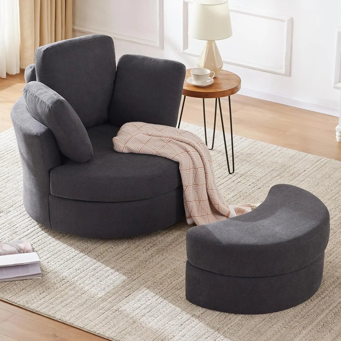 39” Swivel Barrel Chair with Removable Headrest