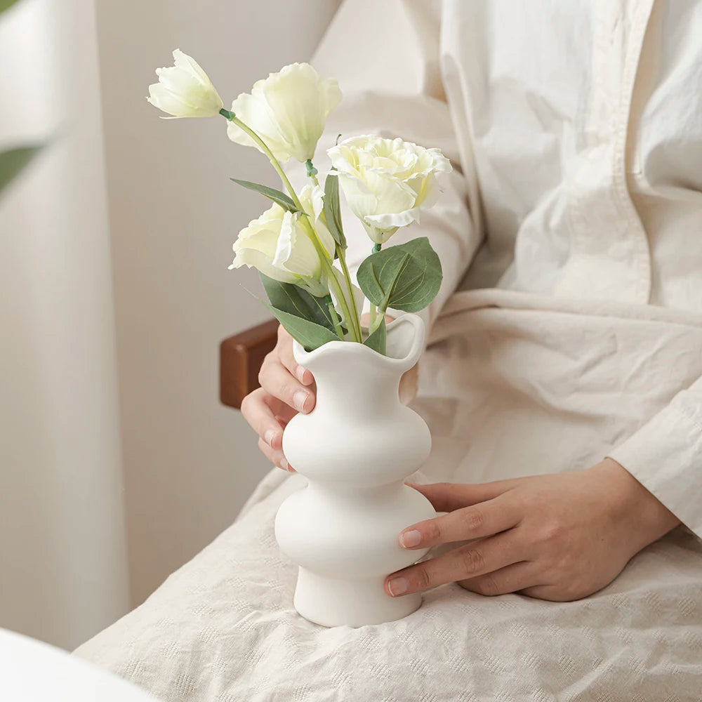 Abstract Minimalist White Ceramic Vases