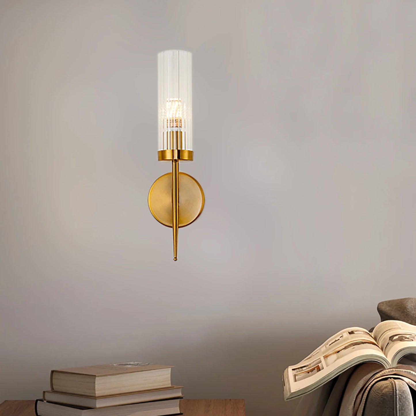 Elegant Golden Wall Sconce with Glass Shade