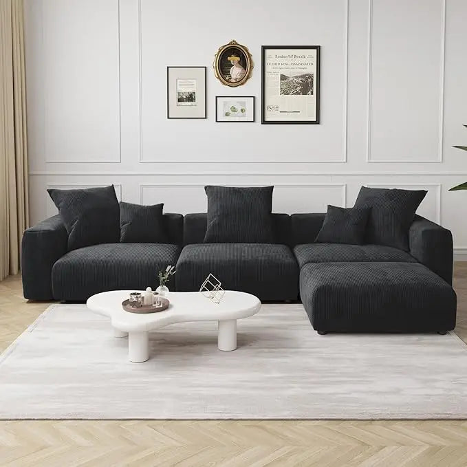 Luxurious Modular Sectional Couch with 5 Pillows