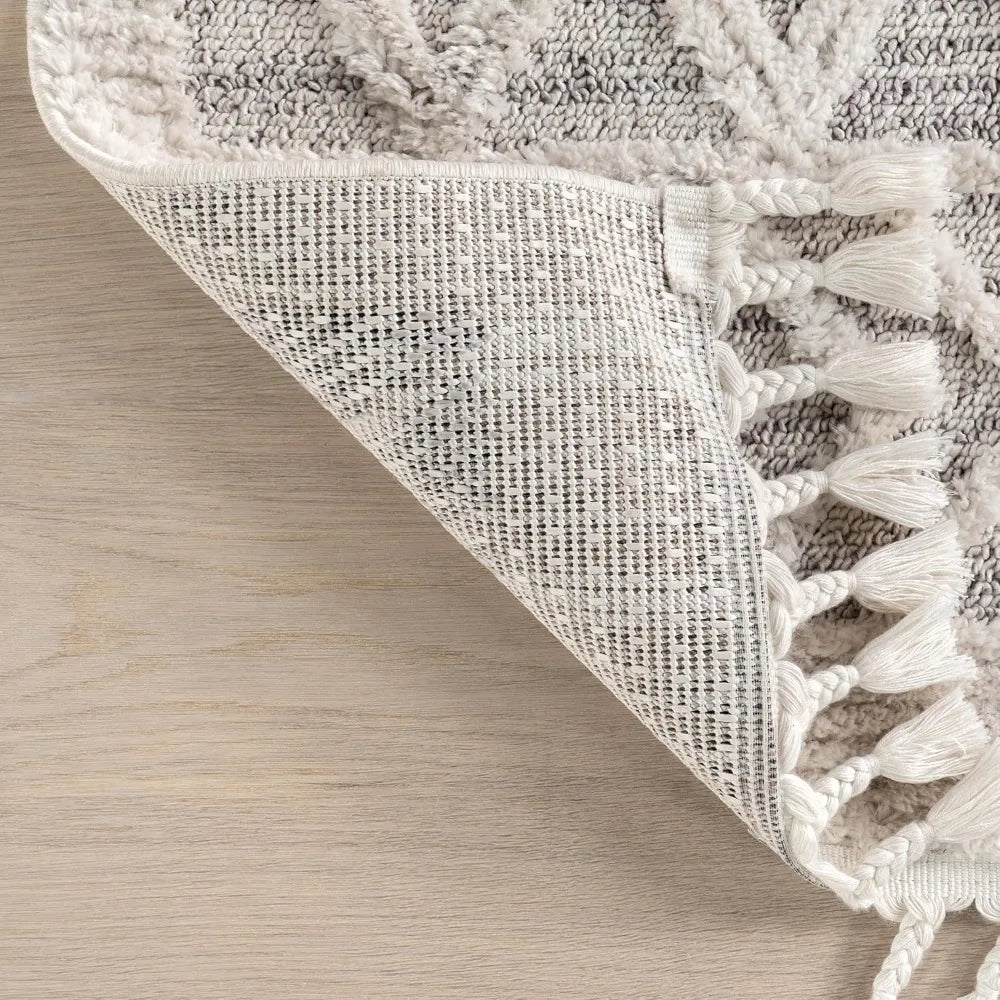 9'x12' Light Grey Moroccan Tassel Area Rug