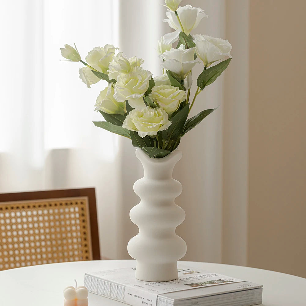 Abstract Minimalist White Ceramic Vases