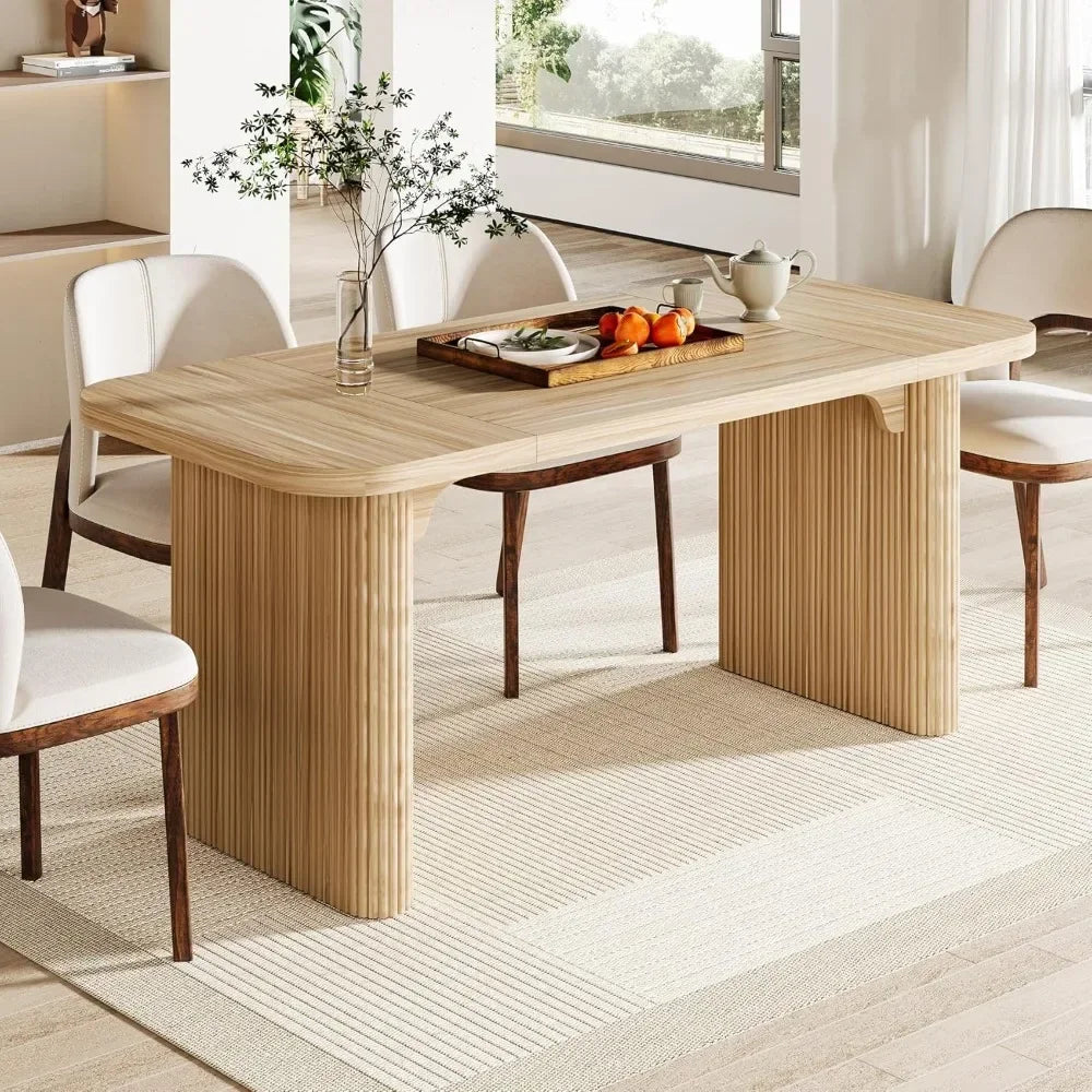 62" Modern Farmhouse Kitchen Dining Table for 4-6 People