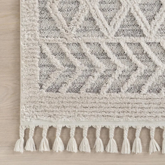 9'x12' Light Grey Moroccan Tassel Area Rug