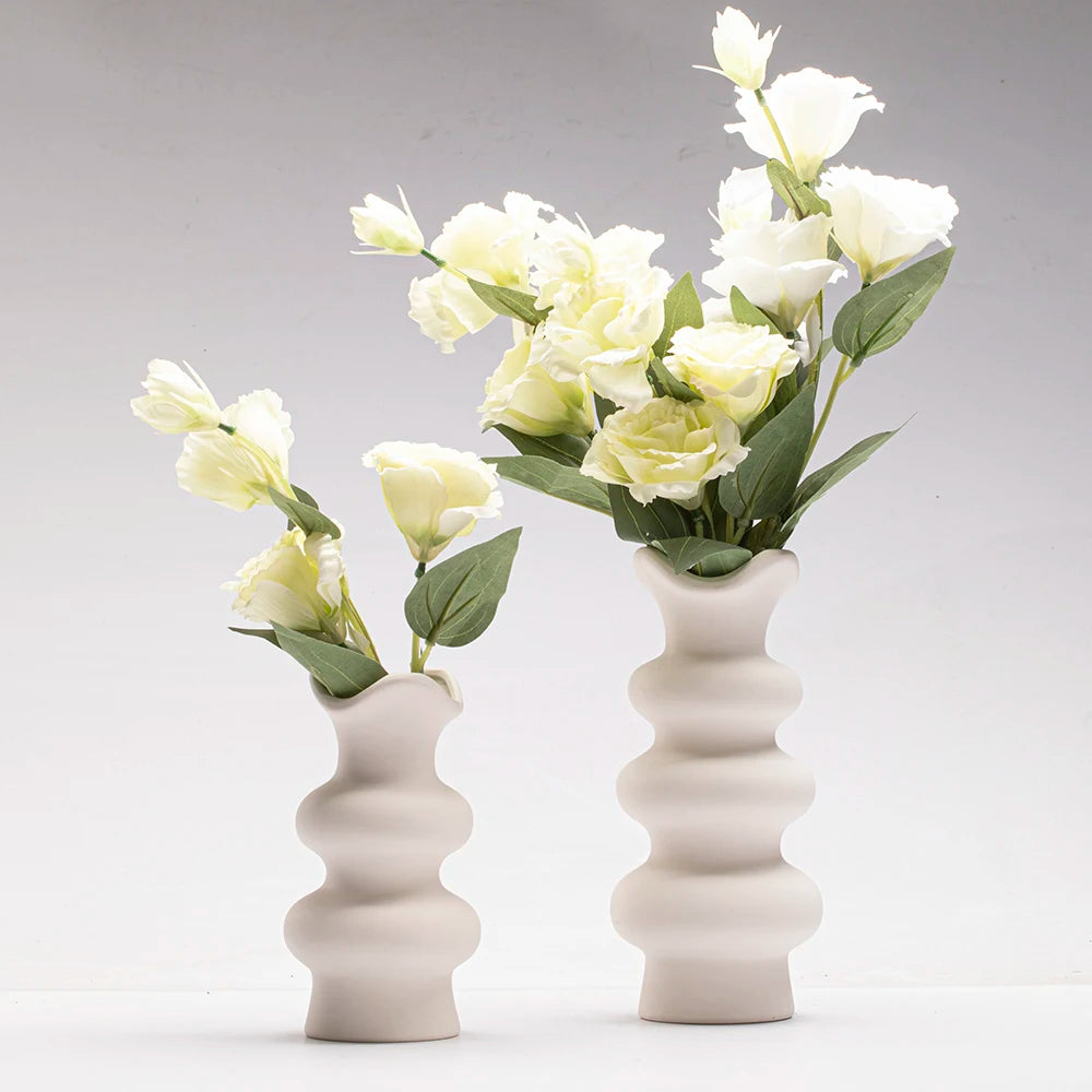 Abstract Minimalist White Ceramic Vases