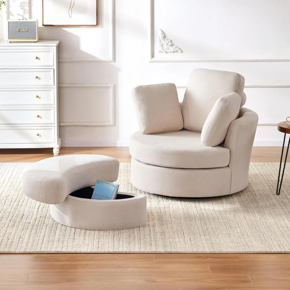 39” Swivel Barrel Chair with Removable Headrest