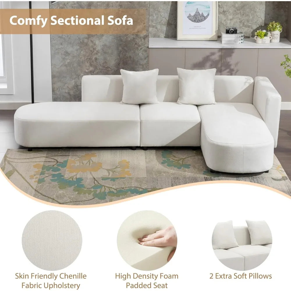 112" Upholstered Sectional Sofa Couch for Living Room