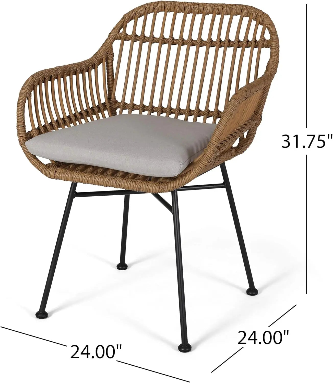 2 Indoor Woven Faux Rattan Chairs with Cushions