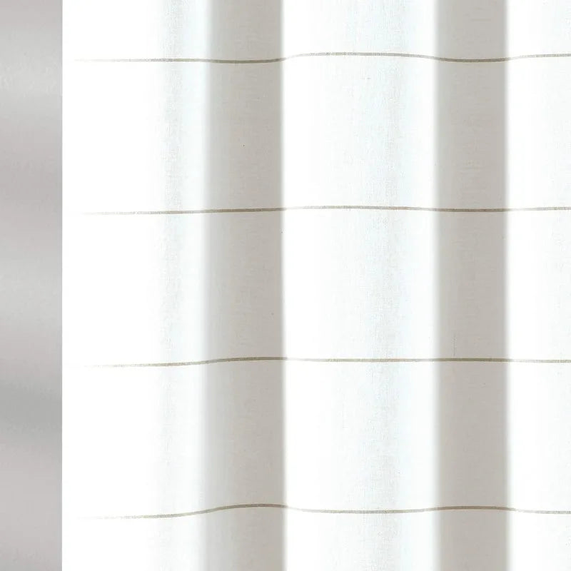White Woven Cotton Shower Curtain with Tassels