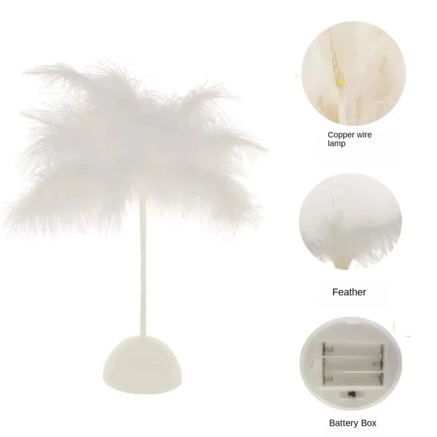1PC Battery Power Feather Night Light