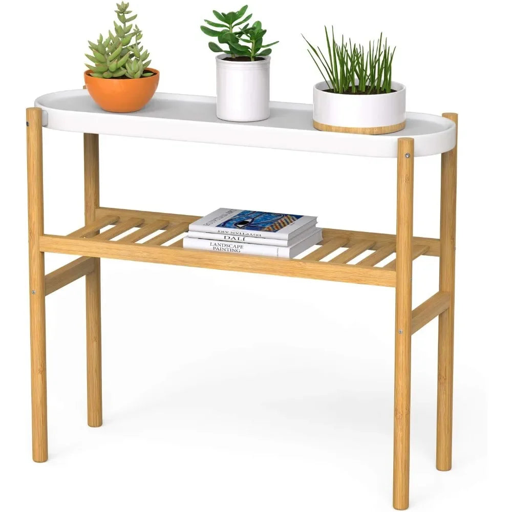 2-Tier Indoor Bamboo Plant Stand