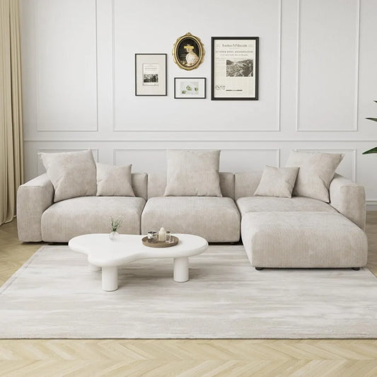 Luxurious Modular Sectional Couch with 5 Pillows