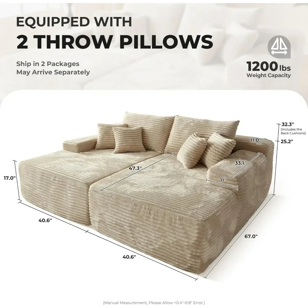 80" Luxury Cloud Sectional Sofa Bed