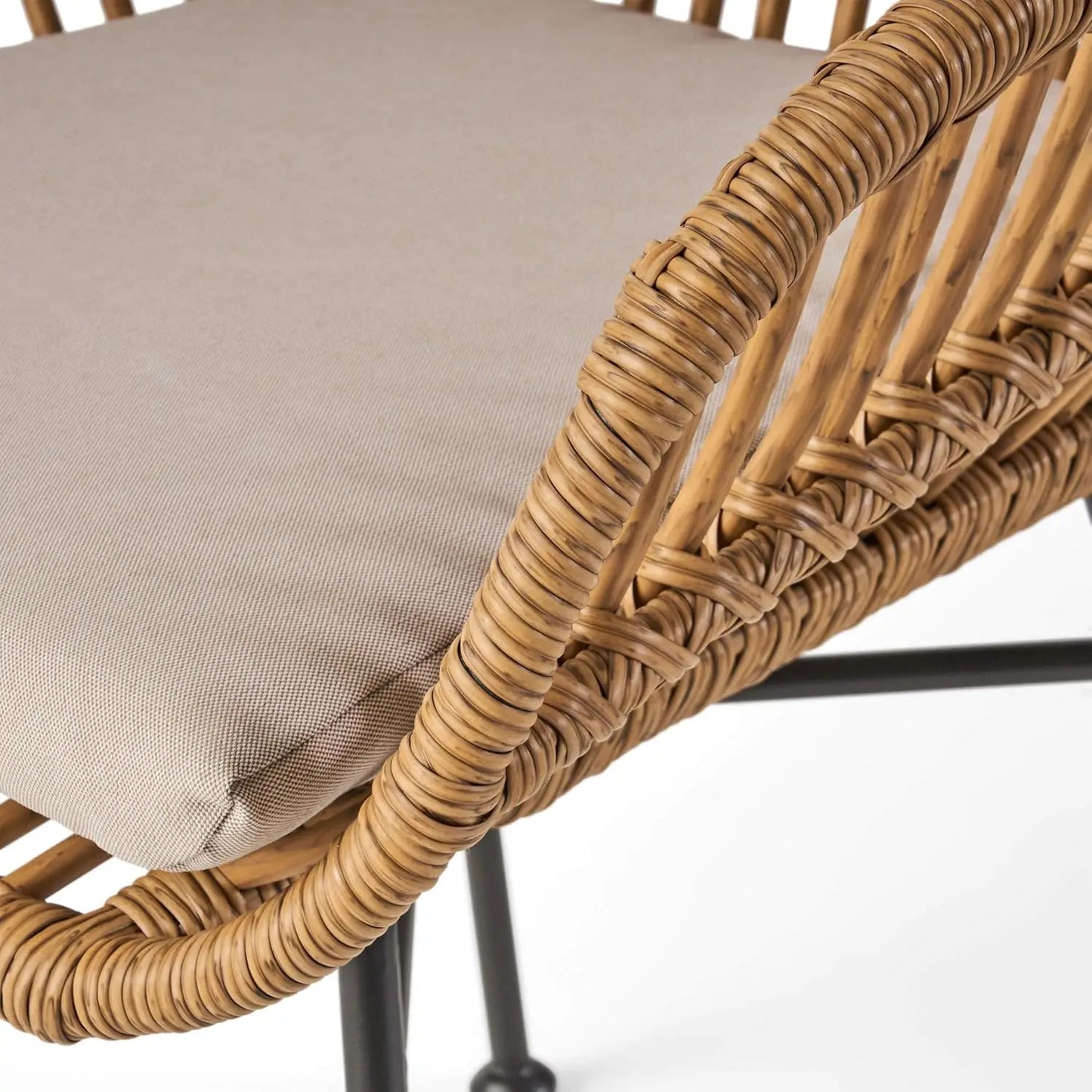 2 Indoor Woven Faux Rattan Chairs with Cushions