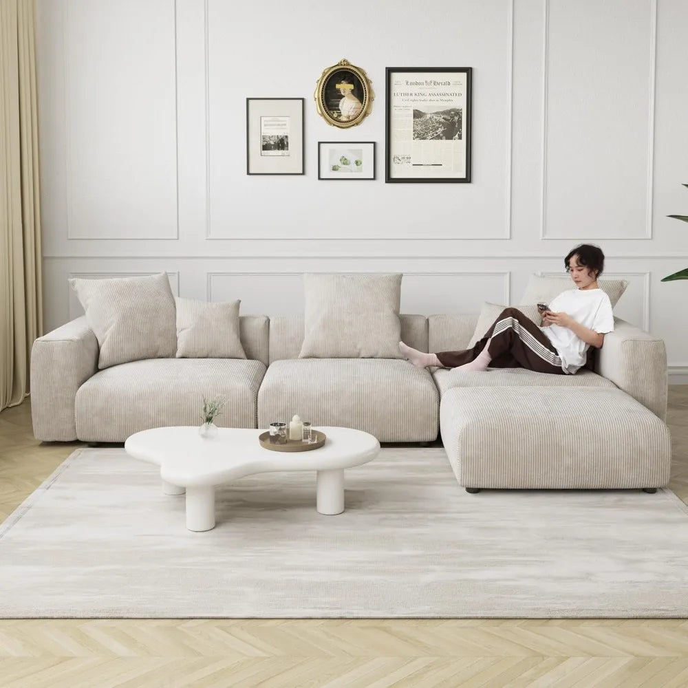 Luxurious Modular Sectional Couch with 5 Pillows