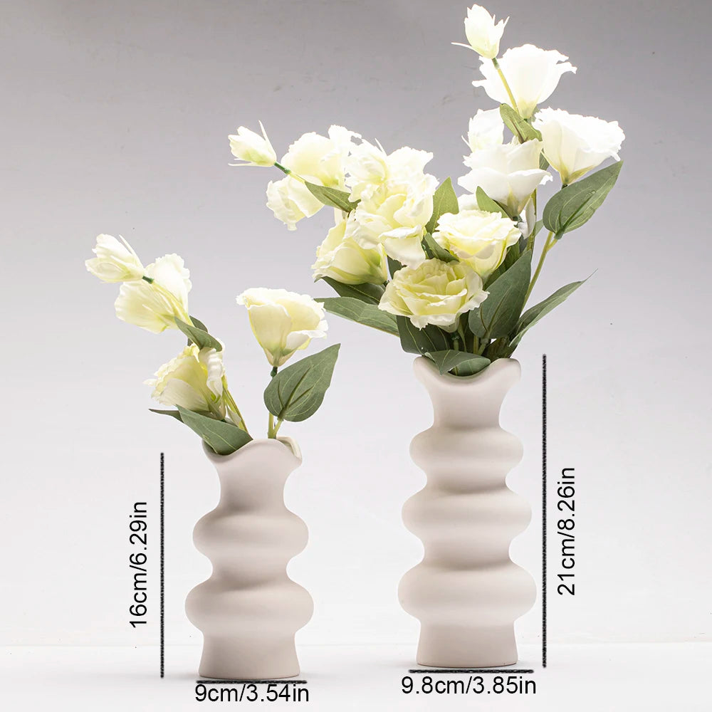 Abstract Minimalist White Ceramic Vases