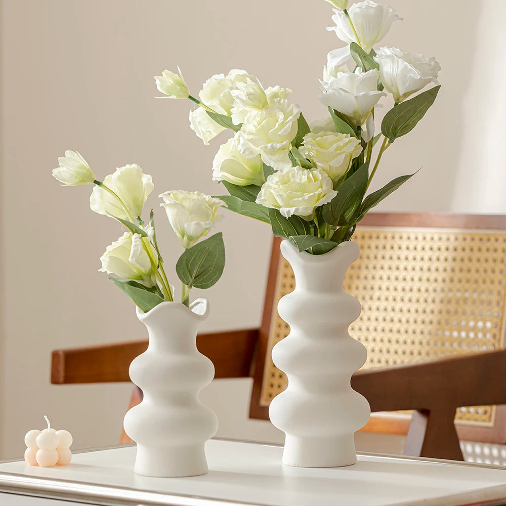 Abstract Minimalist White Ceramic Vases