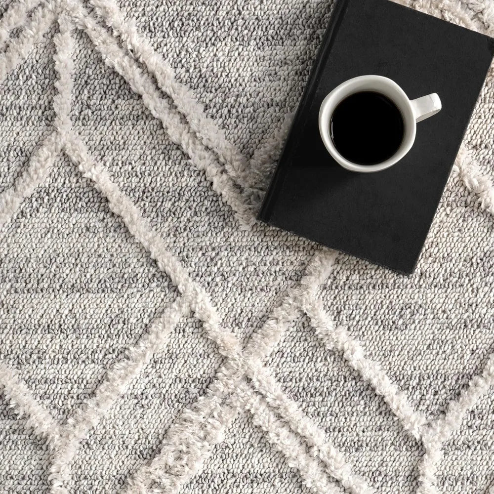 9'x12' Light Grey Moroccan Tassel Area Rug
