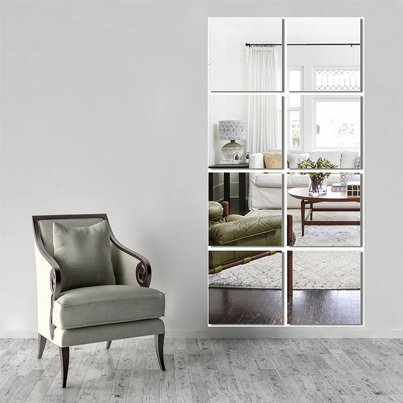 4pc 20*20cm Mirror Wall Sticker Acrylic Decal
