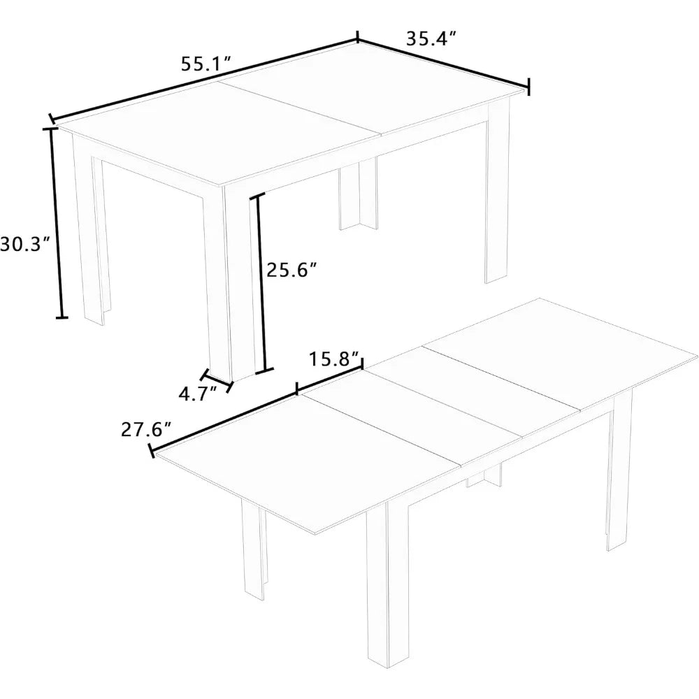 Expandable Wooden Dining Table for 6-8 People