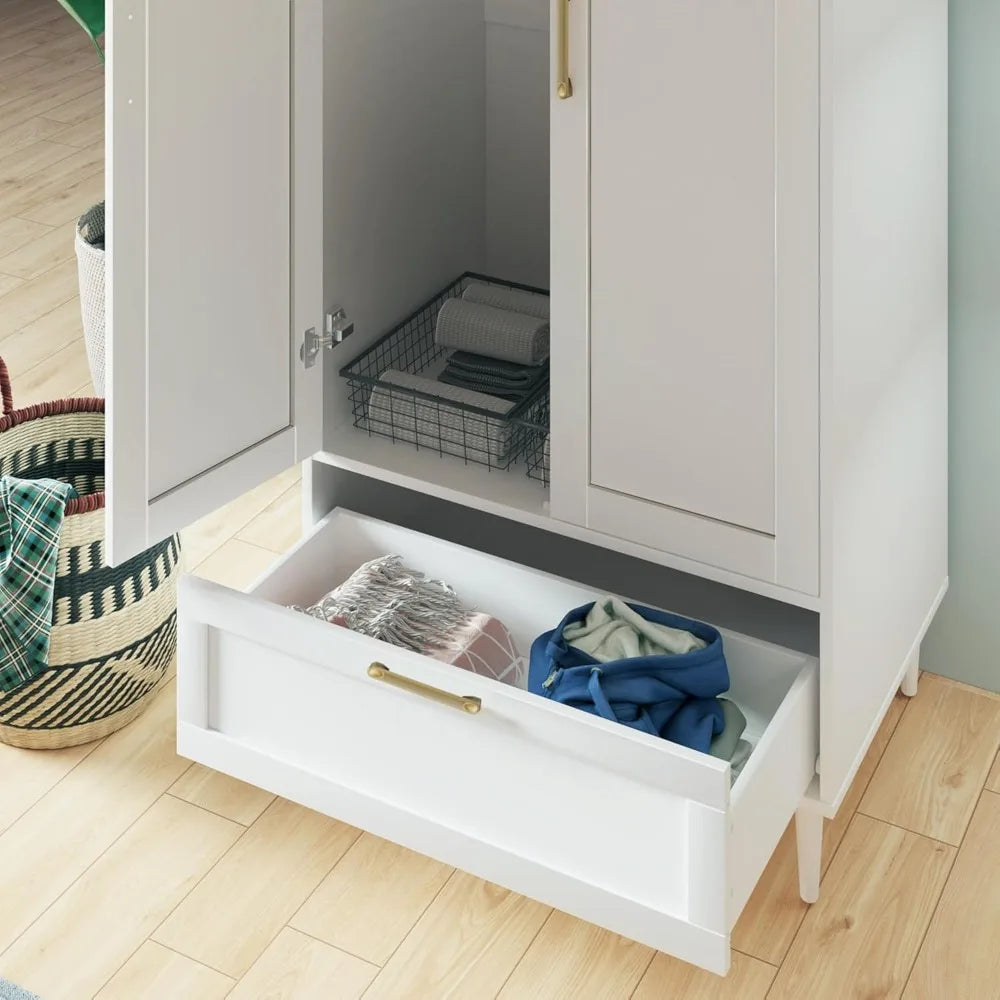 60" Wardrobe Closet with Hanging Rod