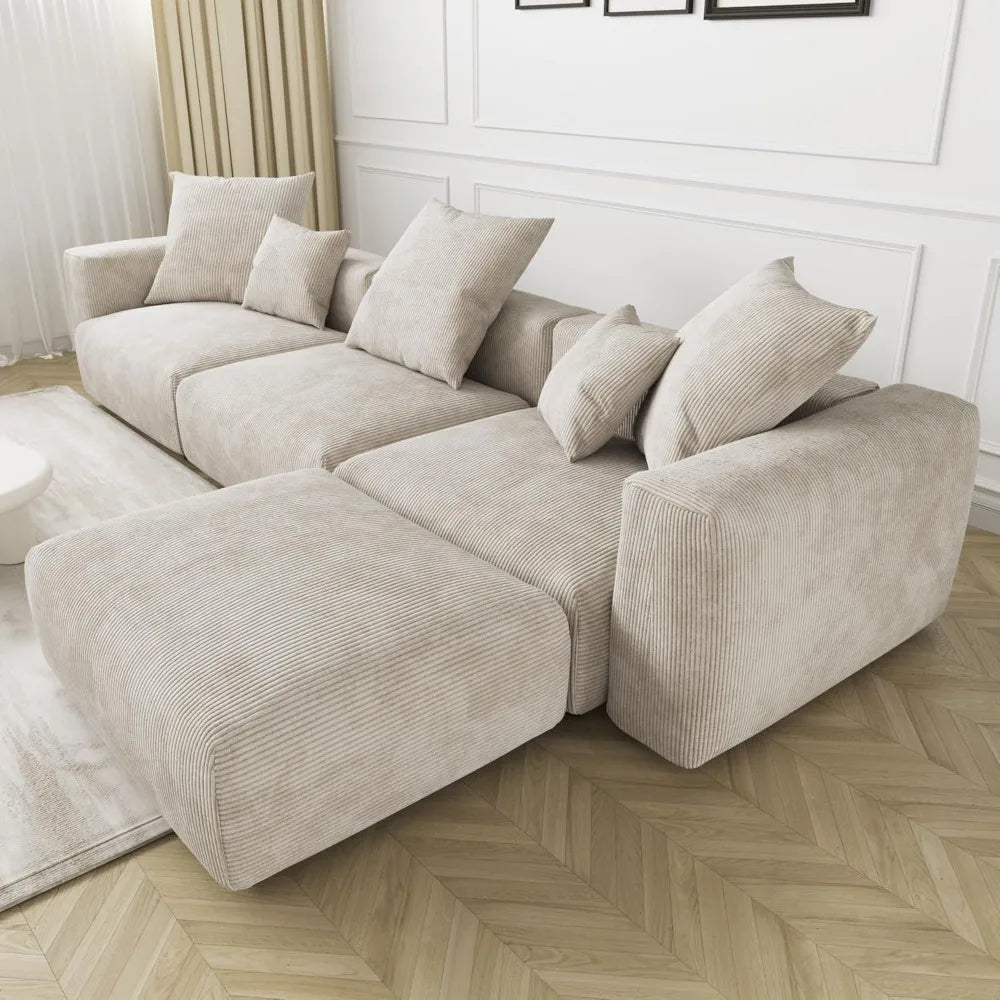 Luxurious Modular Sectional Couch with 5 Pillows