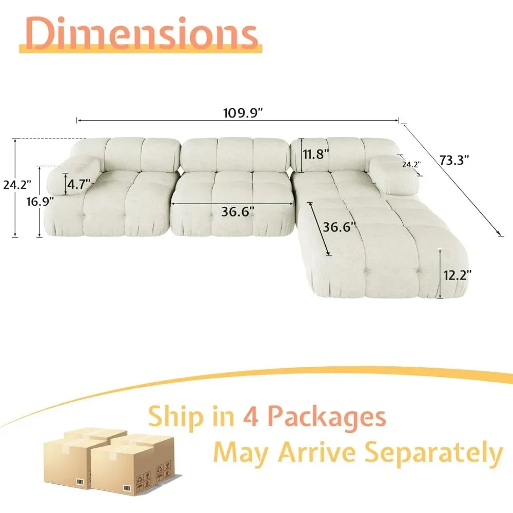 Cloud Modular Compression Sectional Sofa 4 Seater