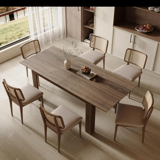 Expandable Wooden Dining Table for 6-8 People