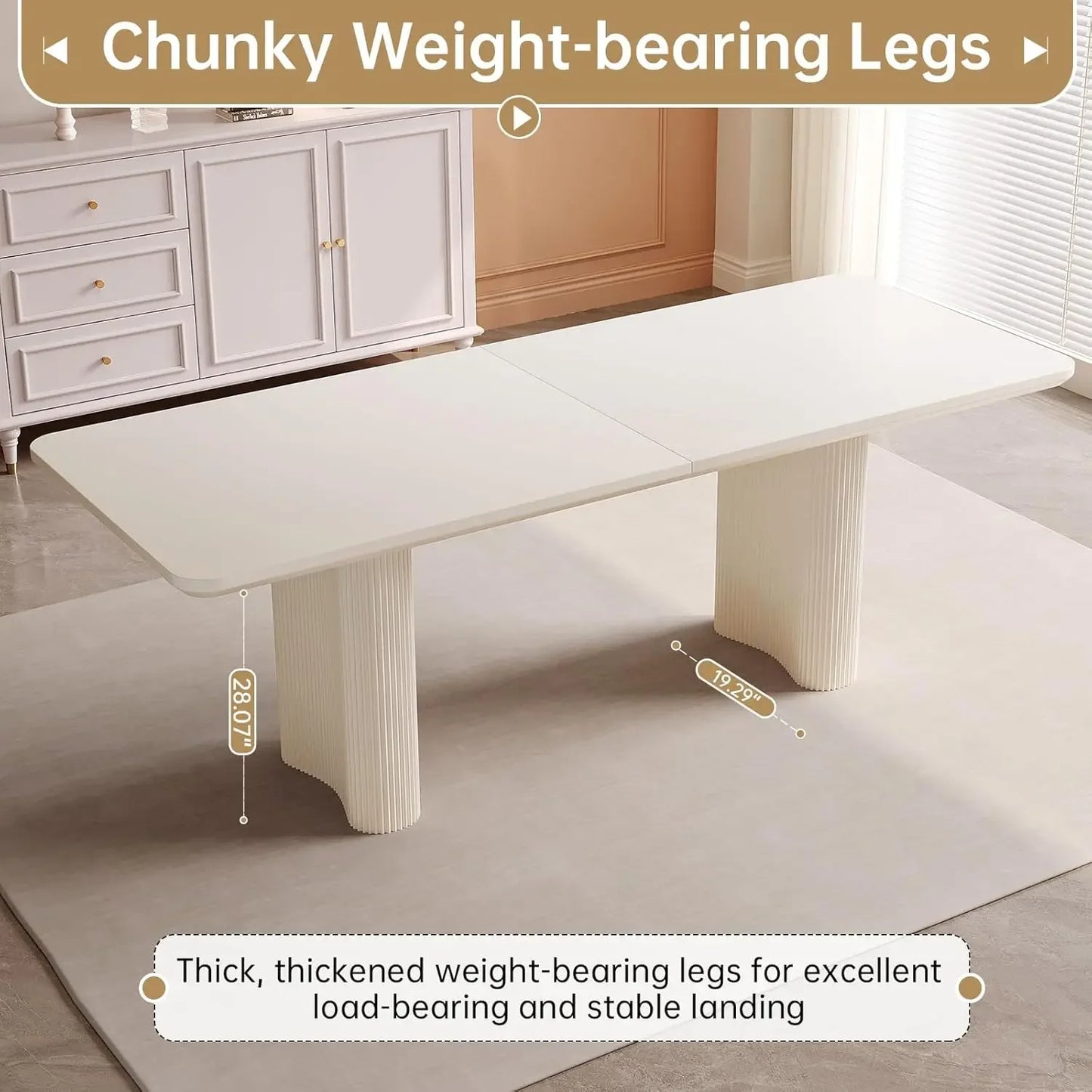 79" Cream White Modern Dining Table