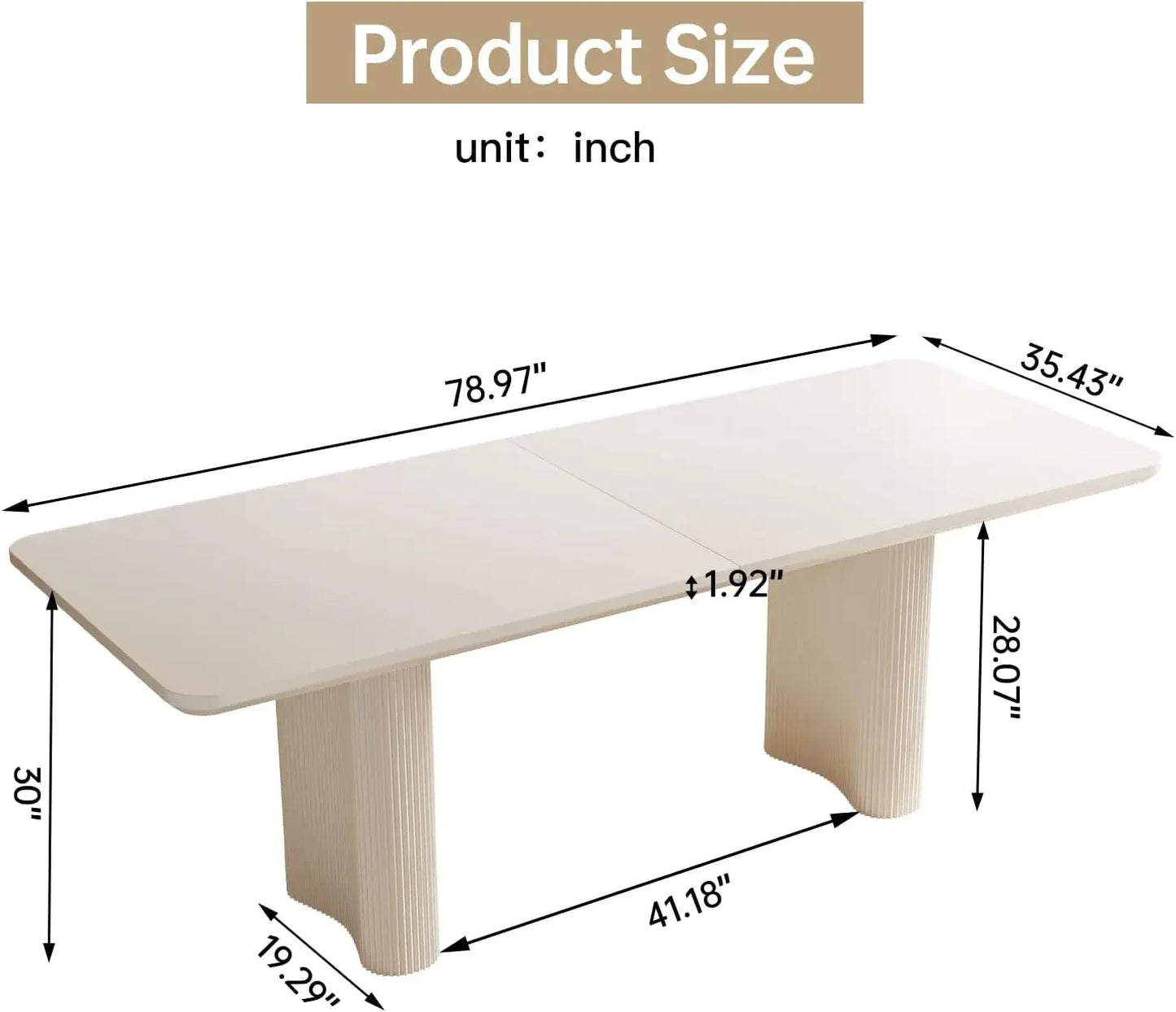 79" Cream White Modern Dining Table