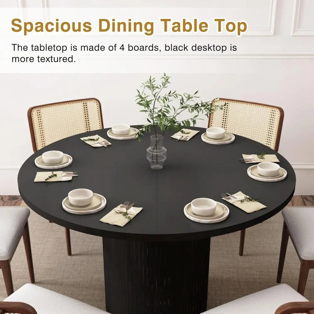47" Round Modern Farmhouse Dining Table for 4
