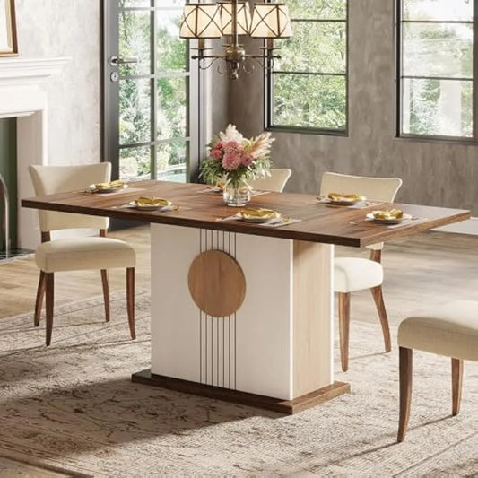 55" Oak Dining Table for 4 to 6 People