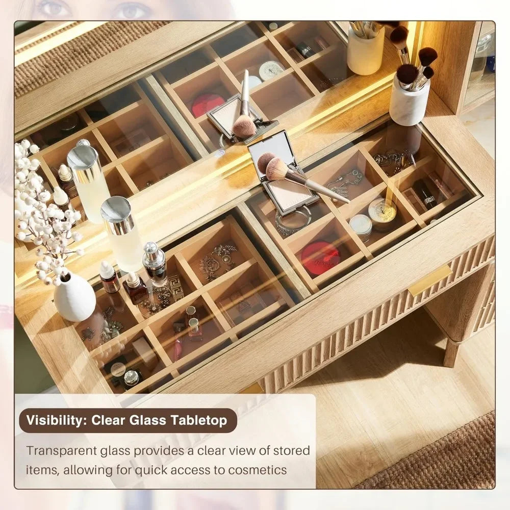 Makeup Vanity Desk with 36" Mirror and Lights,