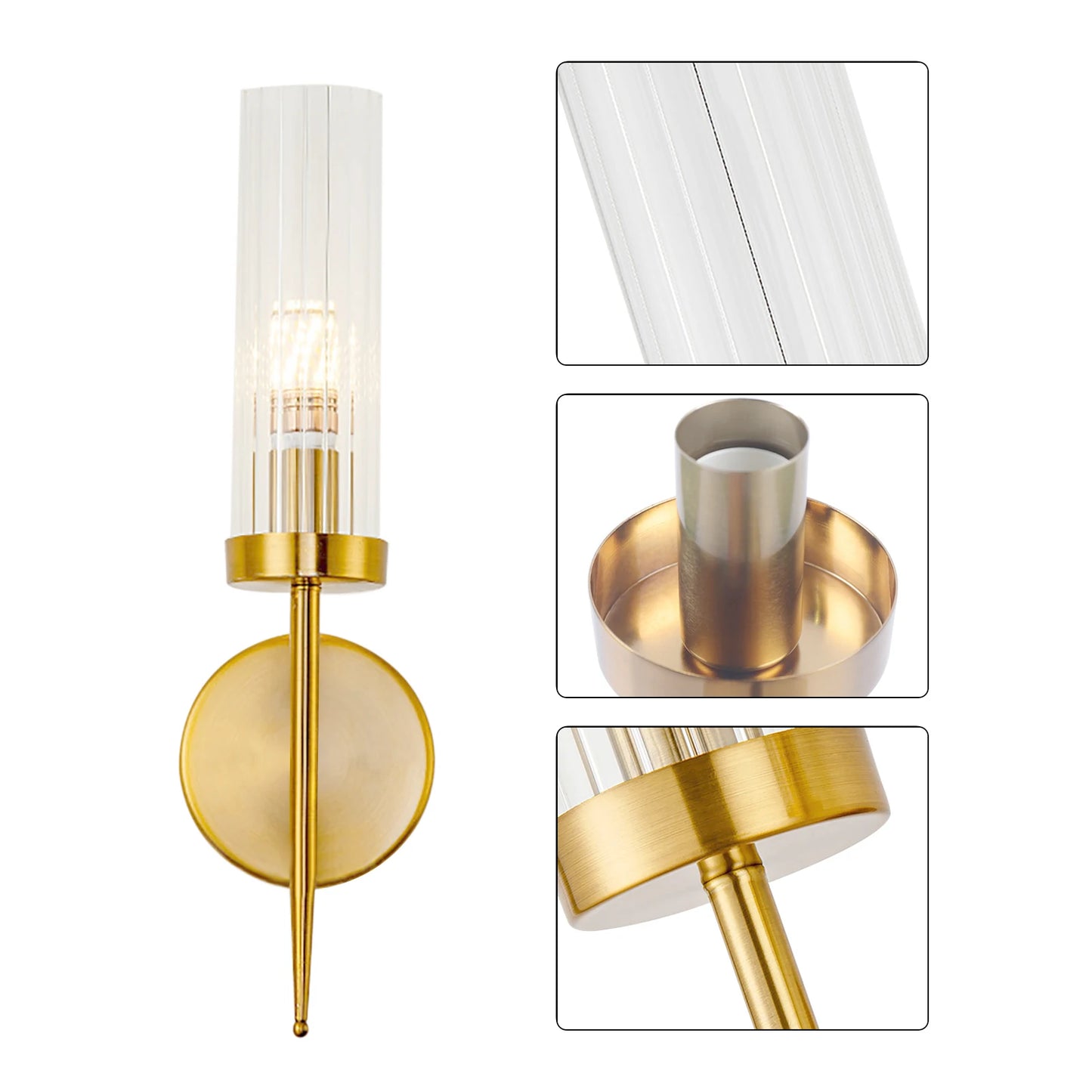 Elegant Golden Wall Sconce with Glass Shade