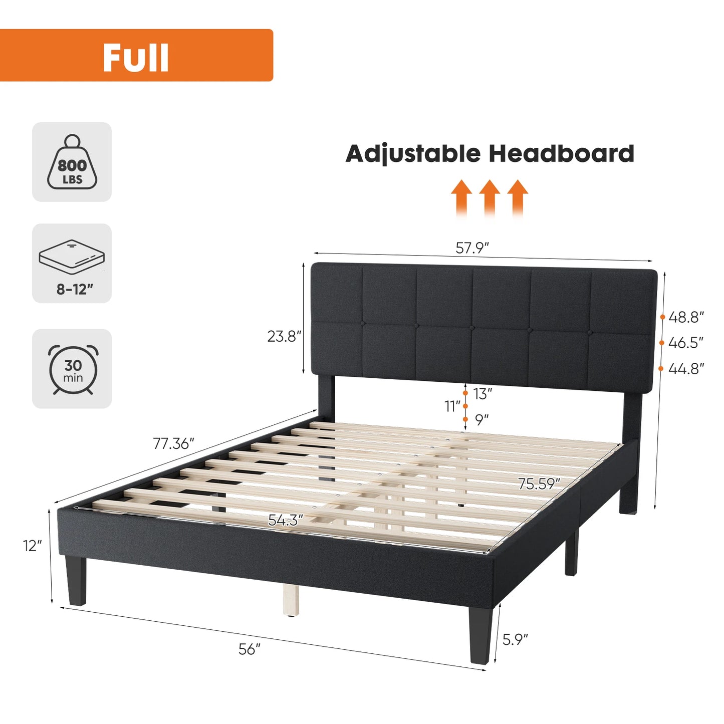 Queen Bed Frame with Headboard