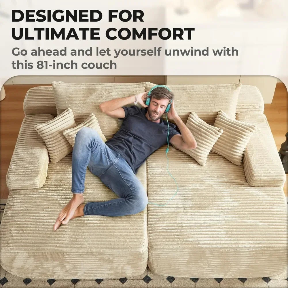 80" Luxury Cloud Sectional Sofa Bed