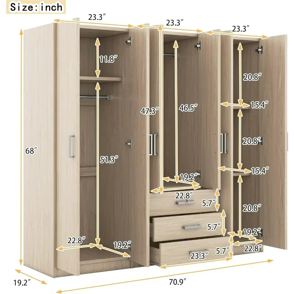 Large Wardrobe Closet 6 Doors