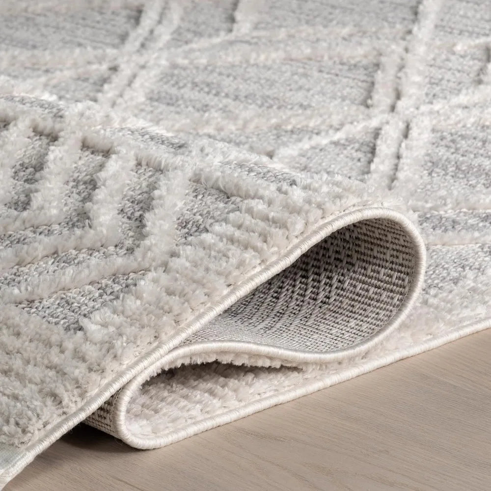 9'x12' Light Grey Moroccan Tassel Area Rug